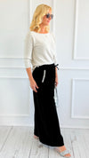 Ease Embellished Corduroy Italian Relaxed Pant- Black-100 Pants-TATTOO Z-Coastal Bloom Boutique, find the trendiest versions of the popular styles and looks Located in Indialantic, FL