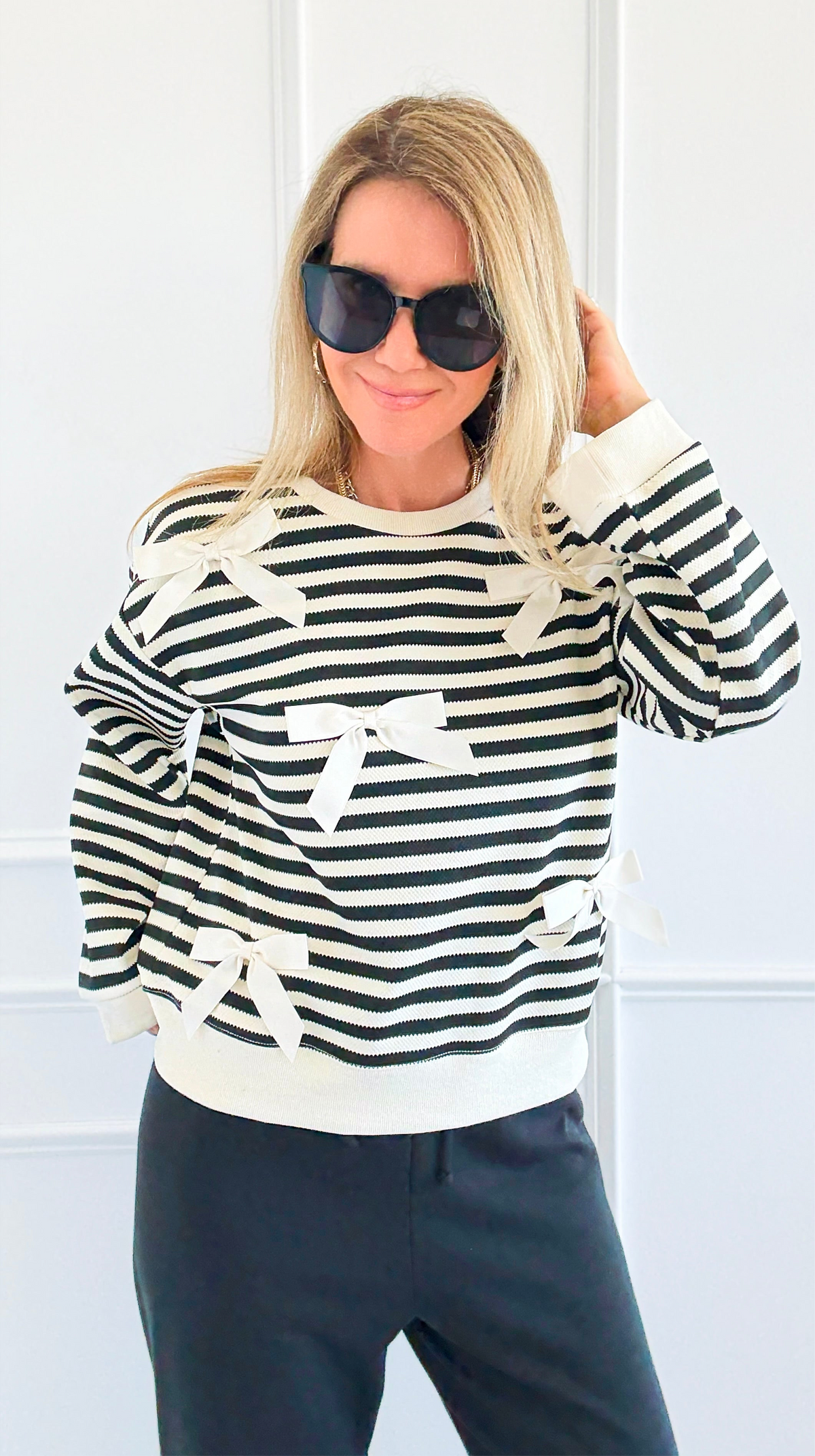 Tied & True Striped Top-130 Long Sleeve Tops-JODIFL-Coastal Bloom Boutique, find the trendiest versions of the popular styles and looks Located in Indialantic, FL