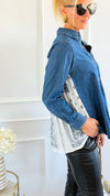 Sundance Trail Pleated Denim Top - JOH-110 Long Sleeve Tops-Joh Apparel-Coastal Bloom Boutique, find the trendiest versions of the popular styles and looks Located in Indialantic, FL