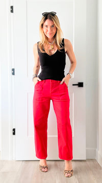 Soho Pop Barrel Pants-170 Bottoms-Risen-Coastal Bloom Boutique, find the trendiest versions of the popular styles and looks Located in Indialantic, FL