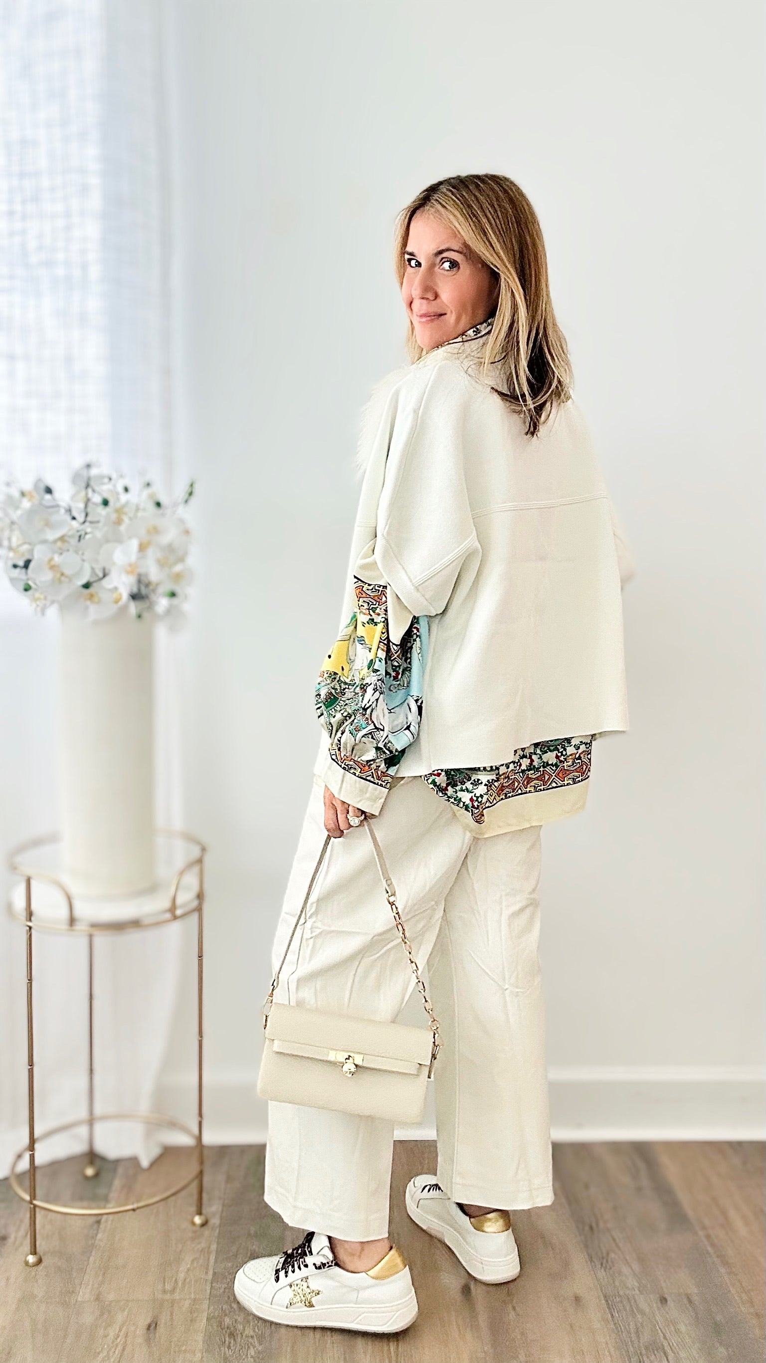 Royal Hunt Fur Collar Jacket - Ivory-150 Cardigan Layers-Dolce Cabo-Coastal Bloom Boutique, find the trendiest versions of the popular styles and looks Located in Indialantic, FL