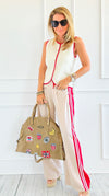 Patch Perfect Italian Tote Bag- Khaki-240 Bags-DEDA SRL-Coastal Bloom Boutique, find the trendiest versions of the popular styles and looks Located in Indialantic, FL