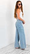 City Cargo Wide-Leg Jeans-170 Bottoms-BlueB-Coastal Bloom Boutique, find the trendiest versions of the popular styles and looks Located in Indialantic, FL