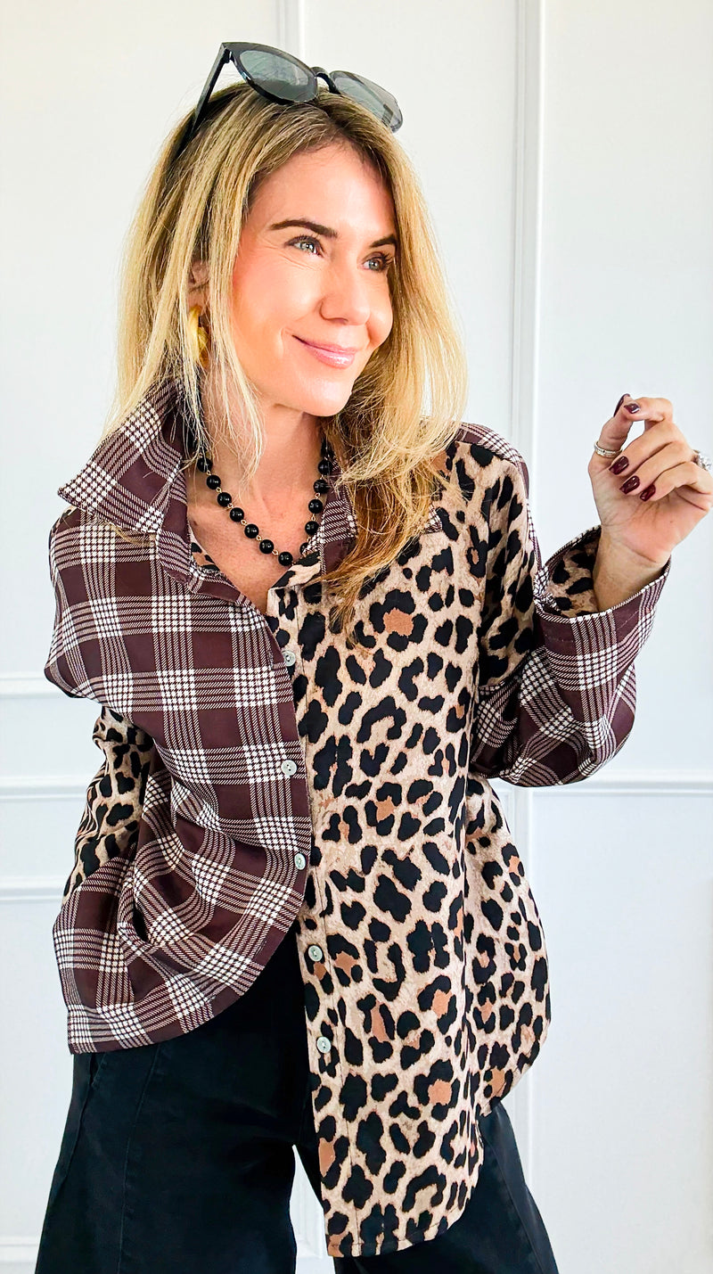 Two Sides Story Italian Button- Down Top-110 Long Sleeve Tops-SEÑORITA C-Coastal Bloom Boutique, find the trendiest versions of the popular styles and looks Located in Indialantic, FL