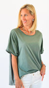Everyday Italian Relaxed Top-Olive-110 short Sleeve Top-Italianissimo-Coastal Bloom Boutique, find the trendiest versions of the popular styles and looks Located in Indialantic, FL