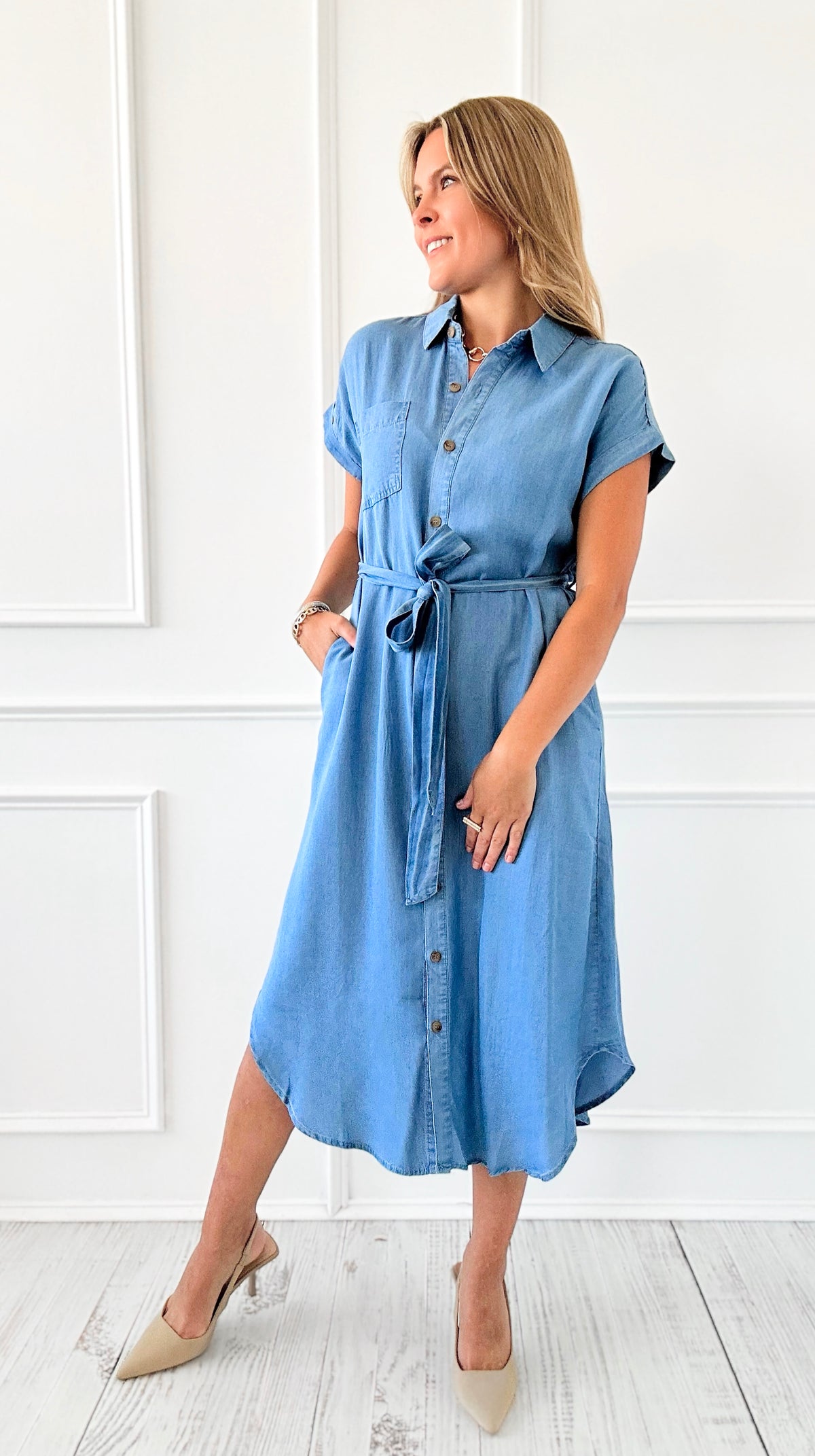 Short Sleeve Tie Waist Dress-200 Dresses/Jumpsuits/Rompers-Blu Pepper-Coastal Bloom Boutique, find the trendiest versions of the popular styles and looks Located in Indialantic, FL