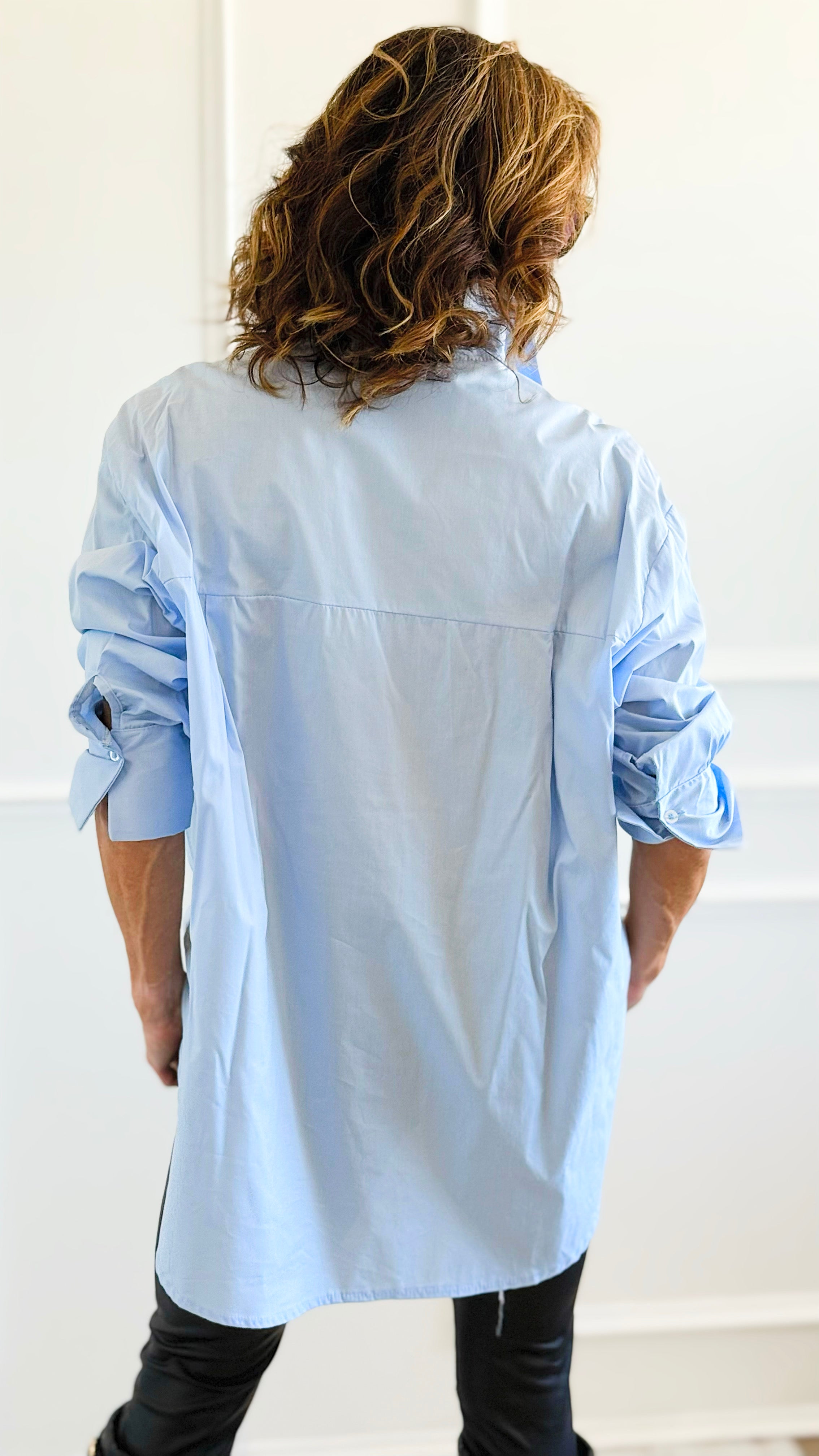 Bacall Italian Long Sleeve Top- Sky Blue-110 Long Sleeve Tops-TATTOO Z-Coastal Bloom Boutique, find the trendiest versions of the popular styles and looks Located in Indialantic, FL