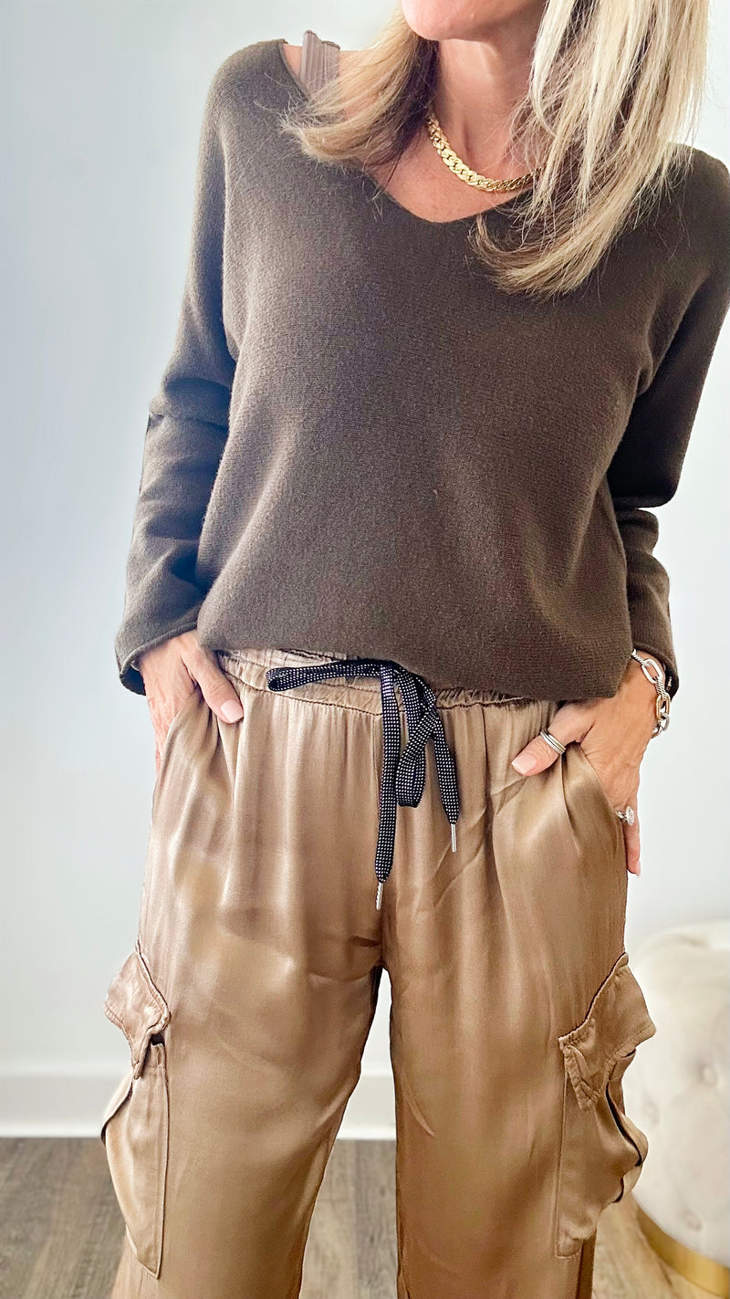 Sheen Cargo Italian Pant - Camel-180 Joggers-Look Mode-Coastal Bloom Boutique, find the trendiest versions of the popular styles and looks Located in Indialantic, FL