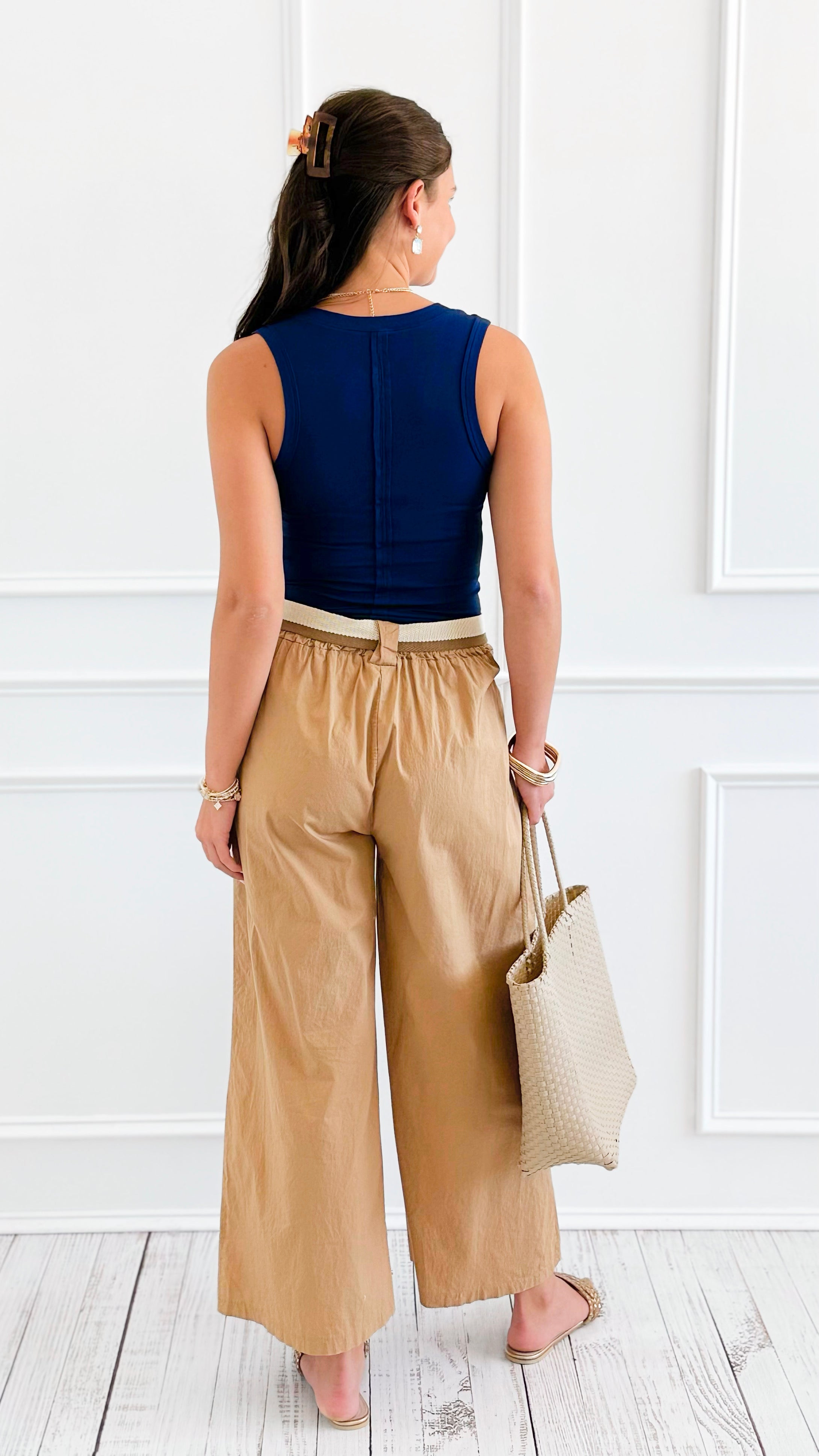 Calm Belted Italian Pant- Camel-100 Pants-LY PARIS-Coastal Bloom Boutique, find the trendiest versions of the popular styles and looks Located in Indialantic, FL