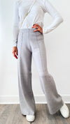 Front Seam Wide Knit Pants - Grey-210 Loungewear/Sets-Original USA-Coastal Bloom Boutique, find the trendiest versions of the popular styles and looks Located in Indialantic, FL