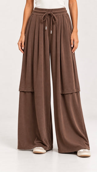 Mocha Wide Leg Drawstring Pants