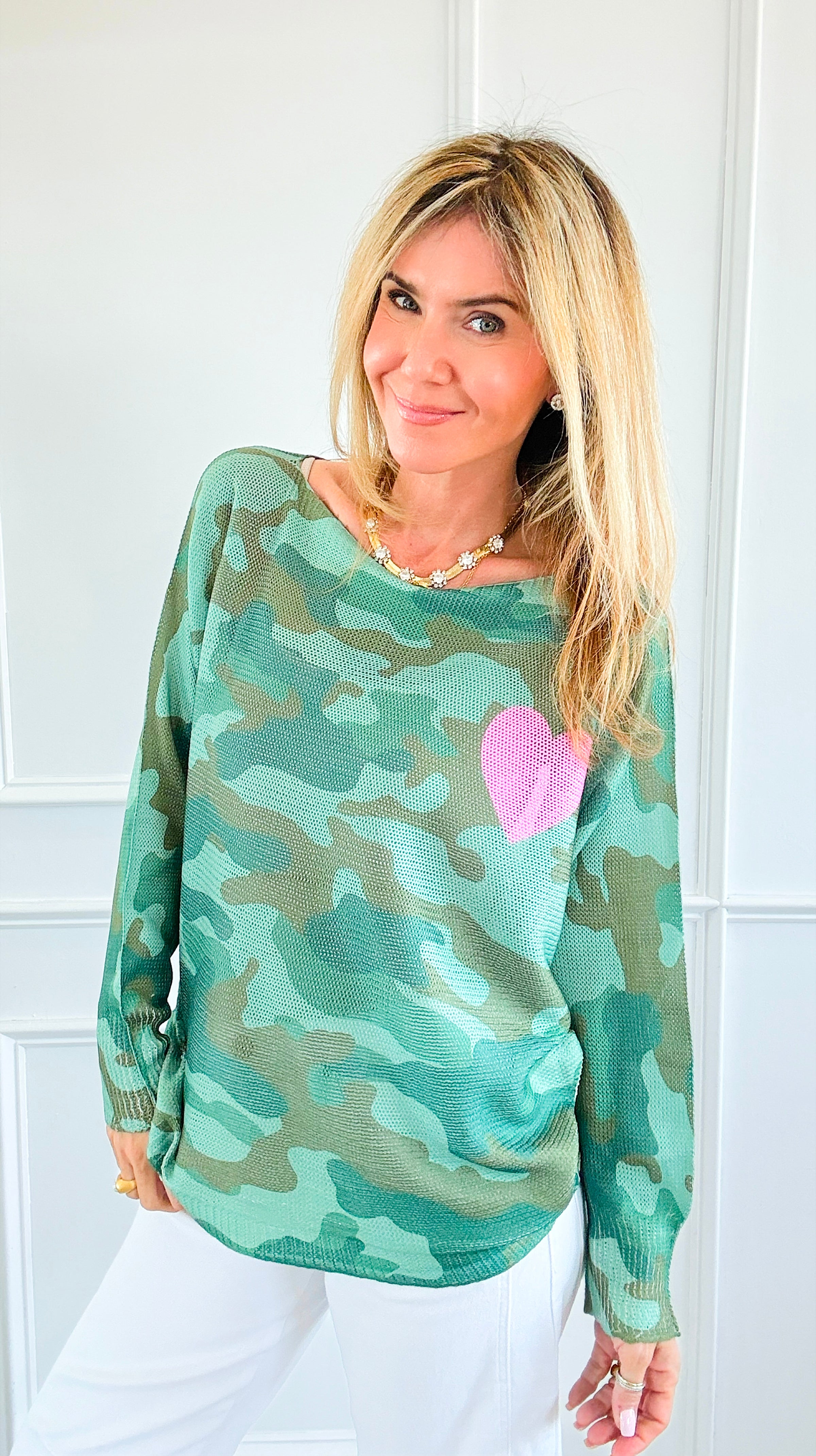 Heart Camo Italian St Tropez Knit