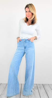 Off-Duty Denim Wide-Legs-170 Bottoms-Vibrant M.i.U-Coastal Bloom Boutique, find the trendiest versions of the popular styles and looks Located in Indialantic, FL