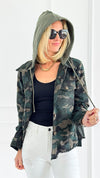 Camo Button-Up Hooded Jacket-160 Jackets-mystree-Coastal Bloom Boutique, find the trendiest versions of the popular styles and looks Located in Indialantic, FL