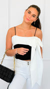 Wrapped in Drama Satin Bow Top-100 Sleeveless Tops-My Story/Event-Coastal Bloom Boutique, find the trendiest versions of the popular styles and looks Located in Indialantic, FL