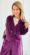 Tracked Threads Cropped Italian Jacket- Plum