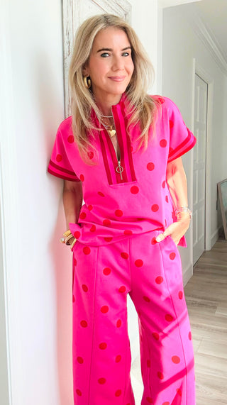 Polka Dot Zip Top