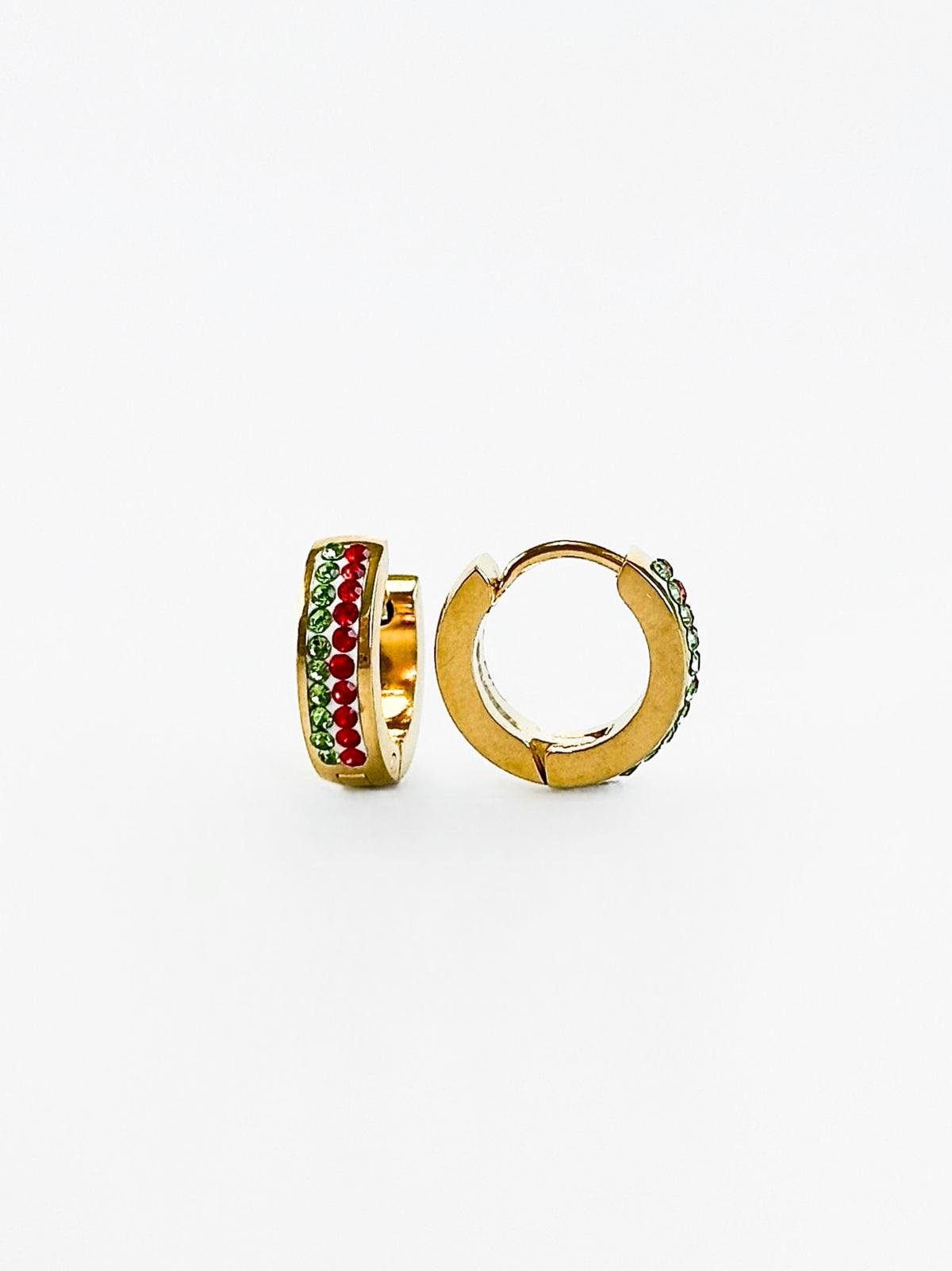 Stainless Steel Two Tone Huggie Earring-230 Jewelry-NYC-Coastal Bloom Boutique, find the trendiest versions of the popular styles and looks Located in Indialantic, FL