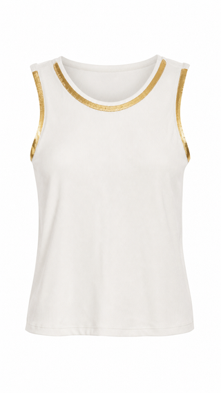 Gold Edge Italian Tank Top- Off White
