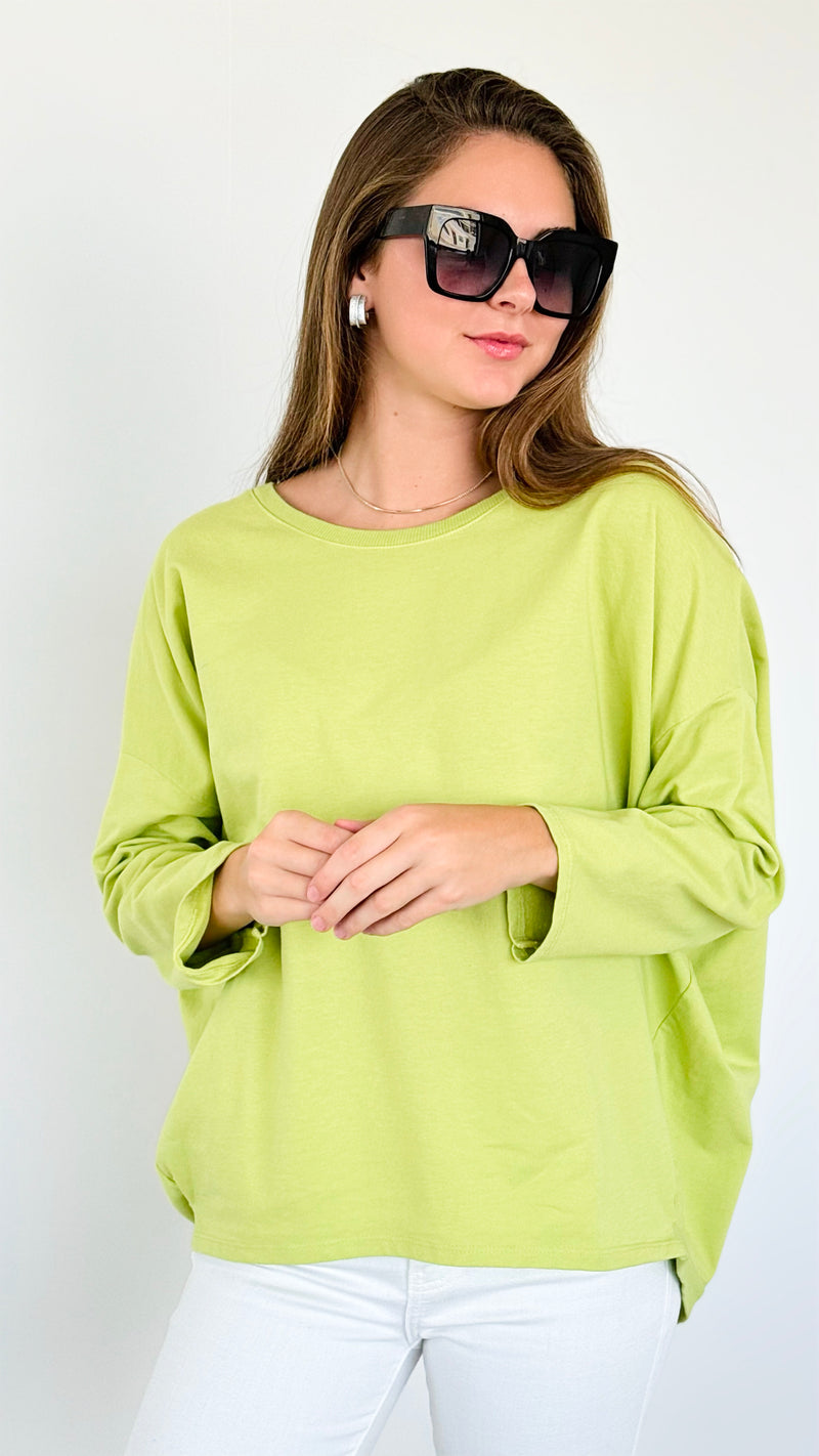 Upscale Comfort Italian Pullover - Lime-140 Sweaters-Italianissimo-Coastal Bloom Boutique, find the trendiest versions of the popular styles and looks Located in Indialantic, FL