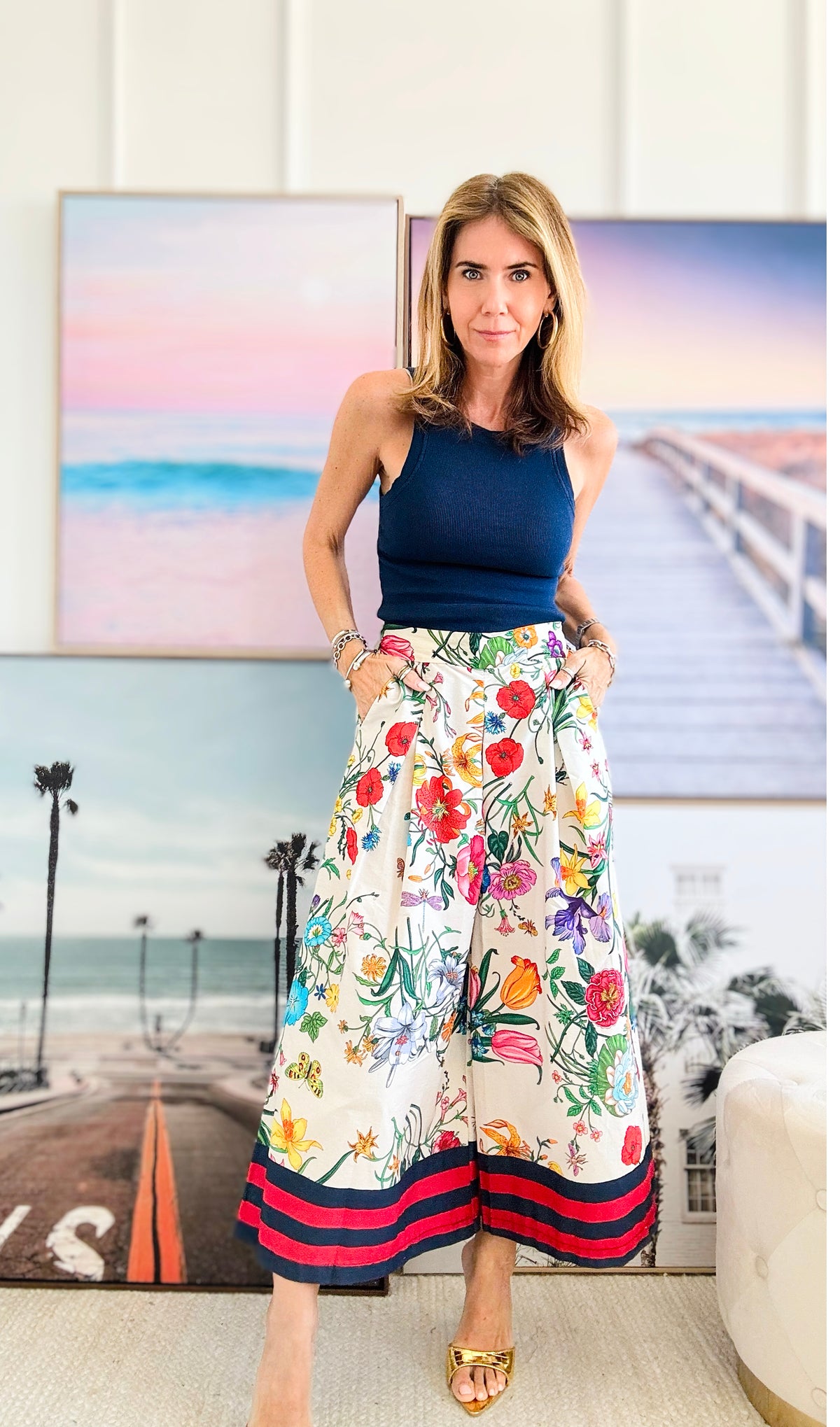 Blooming Luxury Cropped Italian Palazzos-170 Bottoms-Italianissimo-Coastal Bloom Boutique, find the trendiest versions of the popular styles and looks Located in Indialantic, FL
