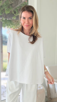 Eileen Relaxed Everyday Lounge Top - White-00 Sleevless Tops-Mono B-Coastal Bloom Boutique, find the trendiest versions of the popular styles and looks Located in Indialantic, FL