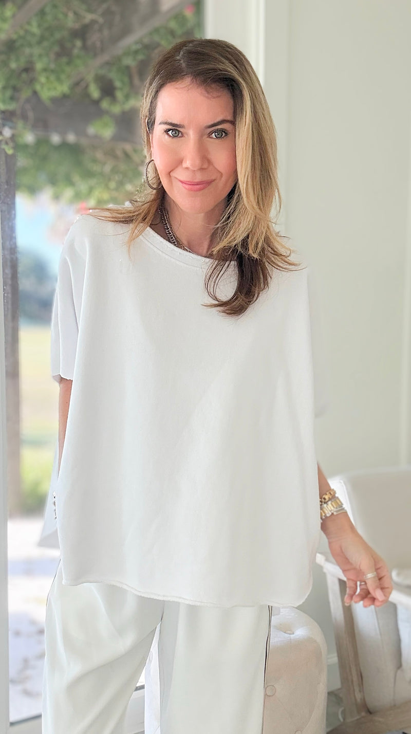 Eileen Relaxed Everyday Lounge Top - White-00 Sleevless Tops-Mono B-Coastal Bloom Boutique, find the trendiest versions of the popular styles and looks Located in Indialantic, FL