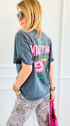 Martini All Night V-Neck Italian Graphic Tee-110 Short Sleeve Tops-FIRSTAGE-Coastal Bloom Boutique, find the trendiest versions of the popular styles and looks Located in Indialantic, FL