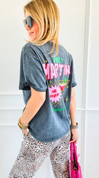 Martini All Night V-Neck Italian Graphic Tee-110 Short Sleeve Tops-FIRSTAGE-Coastal Bloom Boutique, find the trendiest versions of the popular styles and looks Located in Indialantic, FL