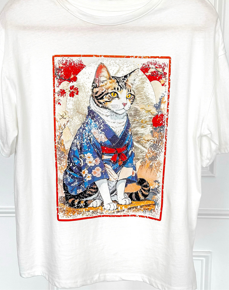Meowgami Italian T-Shirt-110 Short Sleeve Tops-FIRSTAGE-Coastal Bloom Boutique, find the trendiest versions of the popular styles and looks Located in Indialantic, FL