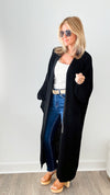 Sugar High Long Italian Cardigan-Black-150 Cardigans/Layers-Italianissimo-Coastal Bloom Boutique, find the trendiest versions of the popular styles and looks Located in Indialantic, FL