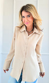 Elegant Muse Button Down Top - Beige-130 Long Sleeve Tops-Must Have-Coastal Bloom Boutique, find the trendiest versions of the popular styles and looks Located in Indialantic, FL