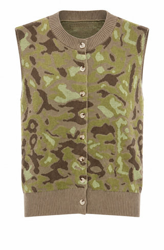 Camo Print Button Front Sweater Vest