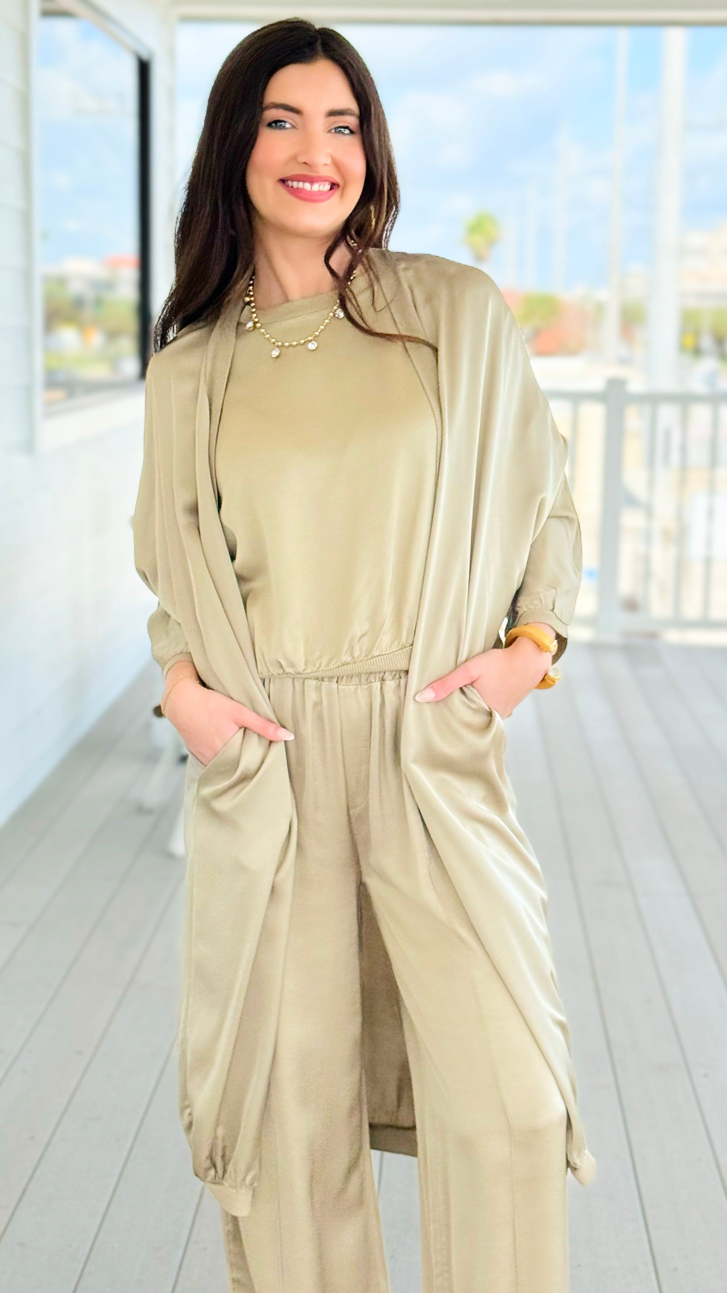 Comfort Silk Touch Italian Cardigan- Gold