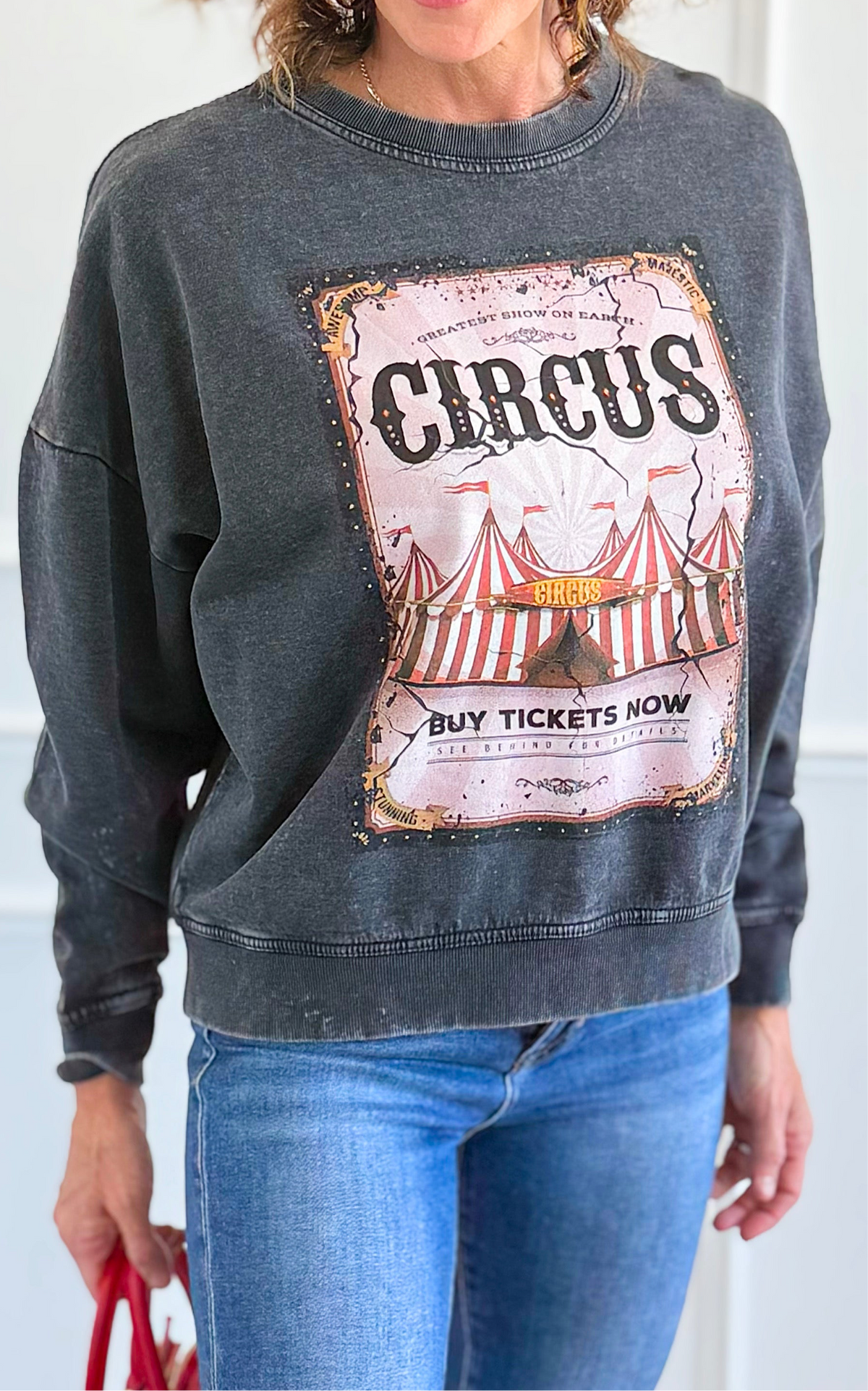 Pre Order - Showtime Circus Italian Sweatshirt-110 Long Sleeve Tops-FIRSTAGE-Coastal Bloom Boutique, find the trendiest versions of the popular styles and looks Located in Indialantic, FL