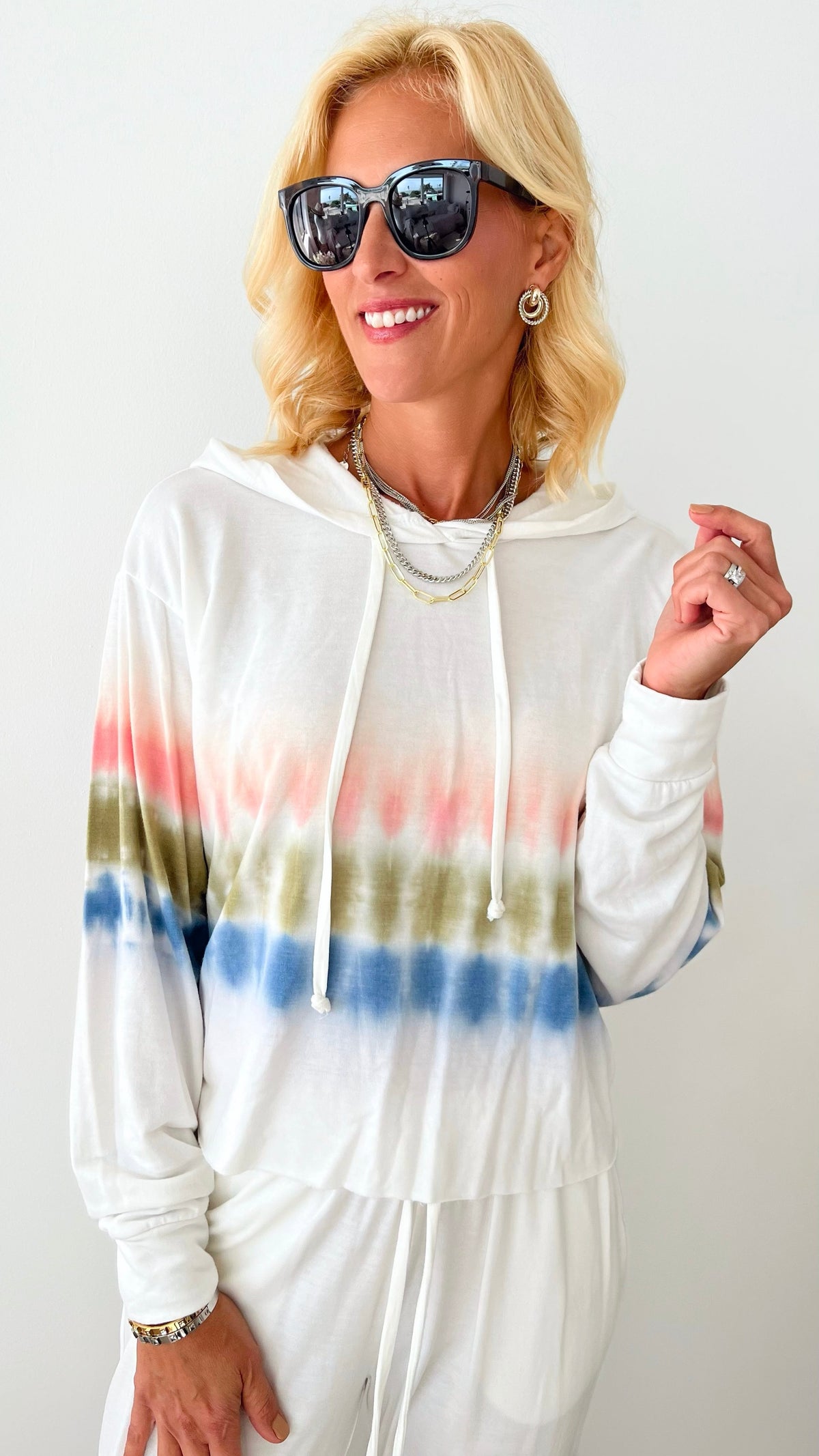 Contrast Tie Dye Top & Pant Matching Set-210 Loungewear/Sets-ROUSSEAU-Coastal Bloom Boutique, find the trendiest versions of the popular styles and looks Located in Indialantic, FL