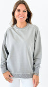 Cozy French Terry Sweatshirt - Grey-110 Long Sleeve Tops-Zenana-Coastal Bloom Boutique, find the trendiest versions of the popular styles and looks Located in Indialantic, FL