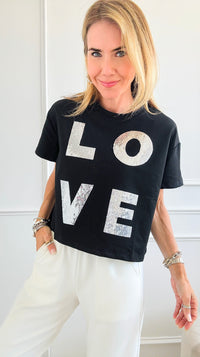 Custom CB LOVE T-Shirt - Black-110 Short Sleeve Tops-Holly / in2you-Coastal Bloom Boutique, find the trendiest versions of the popular styles and looks Located in Indialantic, FL