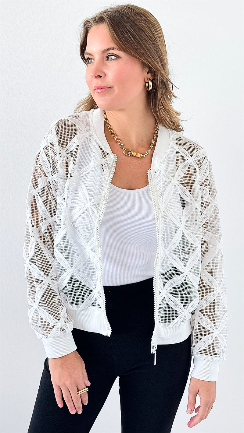 Noir Texture Statement Jacket - White-160 Jackets-L MASSIMO-Coastal Bloom Boutique, find the trendiest versions of the popular styles and looks Located in Indialantic, FL