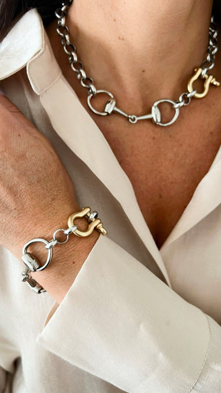 Pre Order CB Custom Double Horsebit Bracelet - Silver/Gold-230 Jewelry-Holly-Coastal Bloom Boutique, find the trendiest versions of the popular styles and looks Located in Indialantic, FL