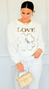 Lucky In Love Italian Sweatshirt-110 Long Sleeve Tops-Italianissimo-Coastal Bloom Boutique, find the trendiest versions of the popular styles and looks Located in Indialantic, FL