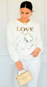 Lucky In Love Italian Sweatshirt-110 Long Sleeve Tops-Italianissimo-Coastal Bloom Boutique, find the trendiest versions of the popular styles and looks Located in Indialantic, FL