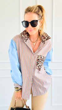 Bold Moves Mixed Italian Shirt-110 Long Sleeve Tops-SEÑORITA C-Coastal Bloom Boutique, find the trendiest versions of the popular styles and looks Located in Indialantic, FL