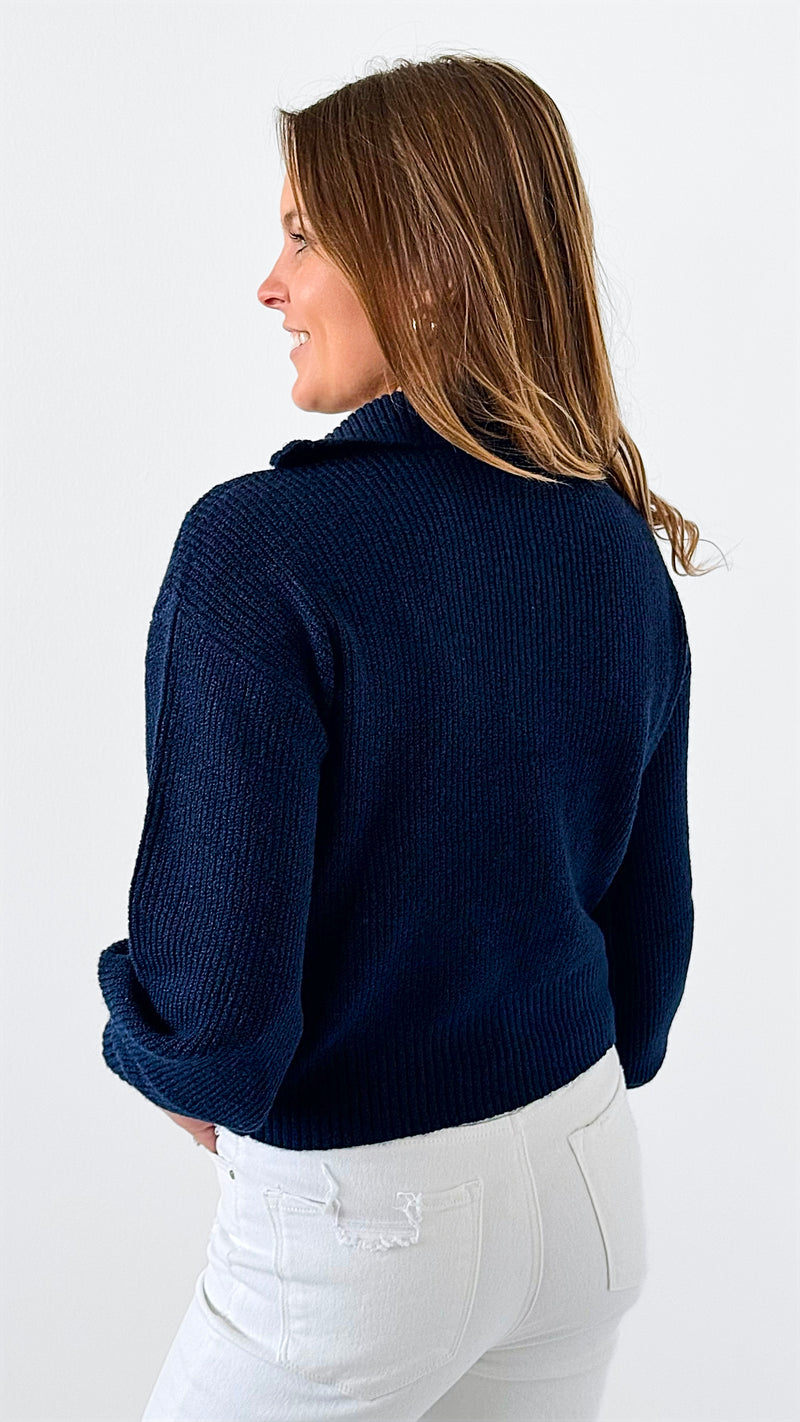 Zip-Up Mock Neck Sweater-140 Sweaters-style up-Coastal Bloom Boutique, find the trendiest versions of the popular styles and looks Located in Indialantic, FL