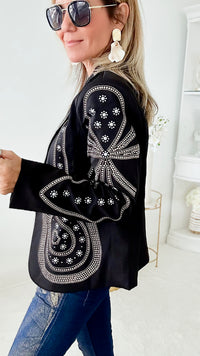 Woman in Gold Embellished Blazer-160 Jackets-LA' ROS-Coastal Bloom Boutique, find the trendiest versions of the popular styles and looks Located in Indialantic, FL