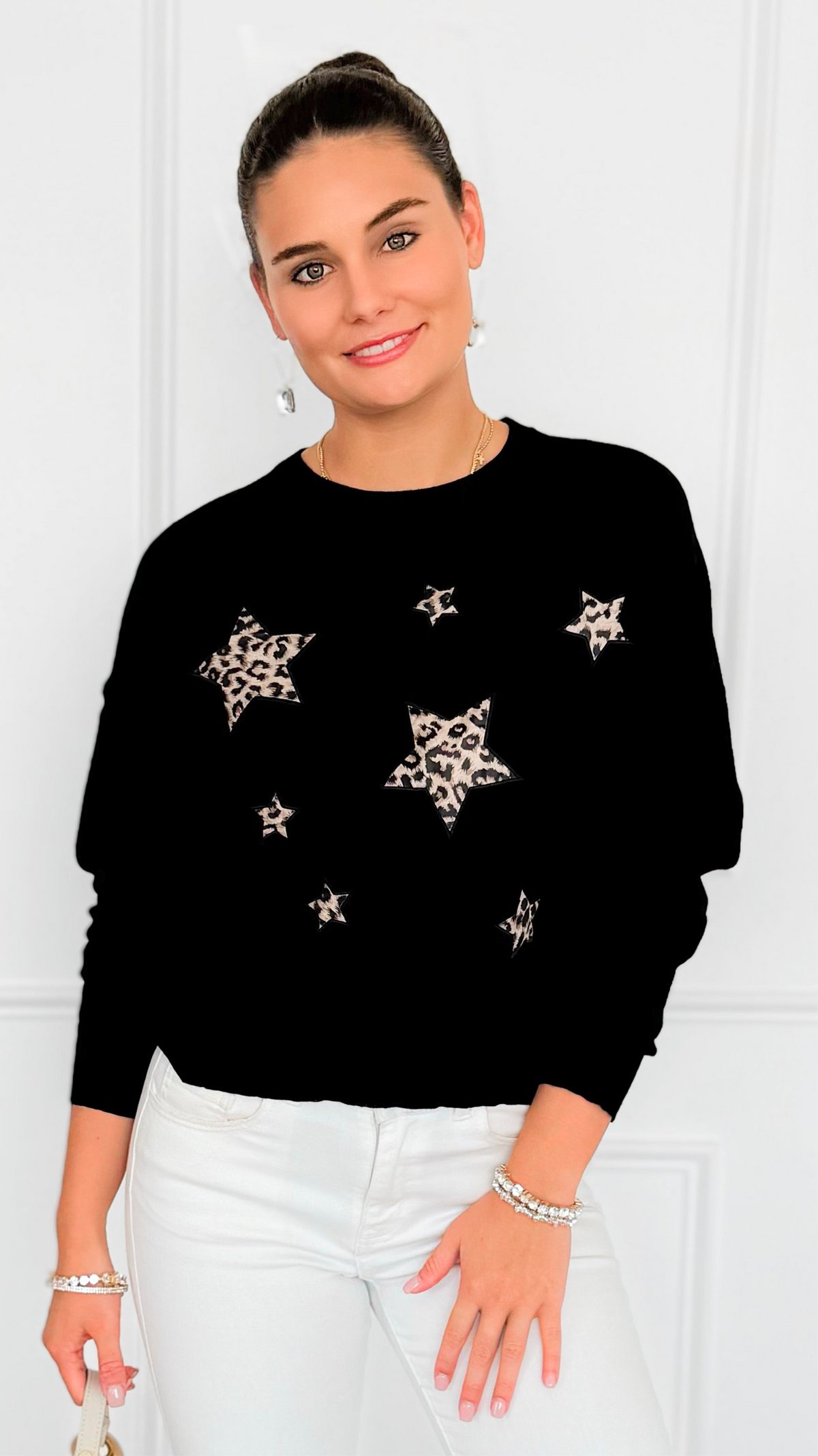 Star Wild Long Sleeve Top- Black-110 Long Sleeve Tops-V SKY-Coastal Bloom Boutique, find the trendiest versions of the popular styles and looks Located in Indialantic, FL