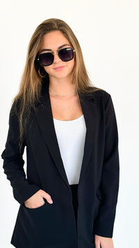 Refined Elegance Open Blazer - Black-160 Jackets-Must Have-Coastal Bloom Boutique, find the trendiest versions of the popular styles and looks Located in Indialantic, FL