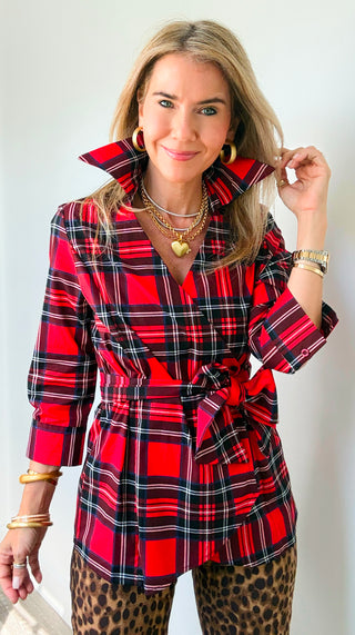 Everly Wrap Top – Highland Tartan