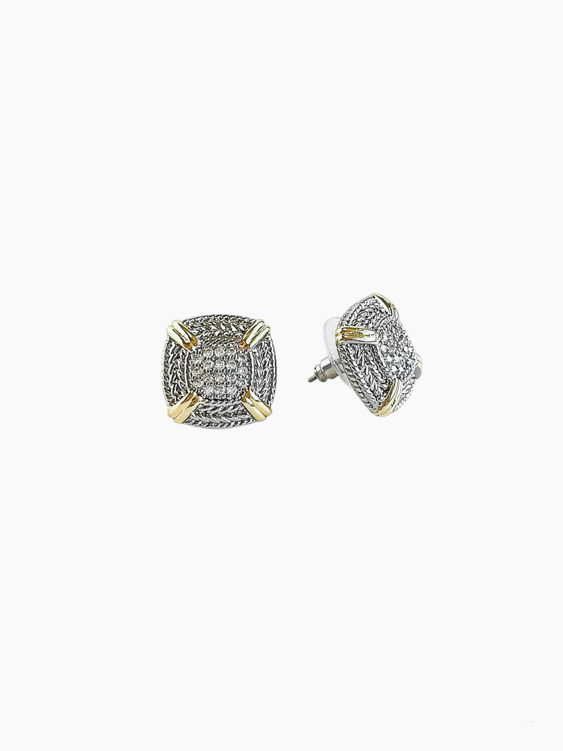 Two-Tone Textured Stud Earrings-230 Jewelry-NYW-Coastal Bloom Boutique, find the trendiest versions of the popular styles and looks Located in Indialantic, FL