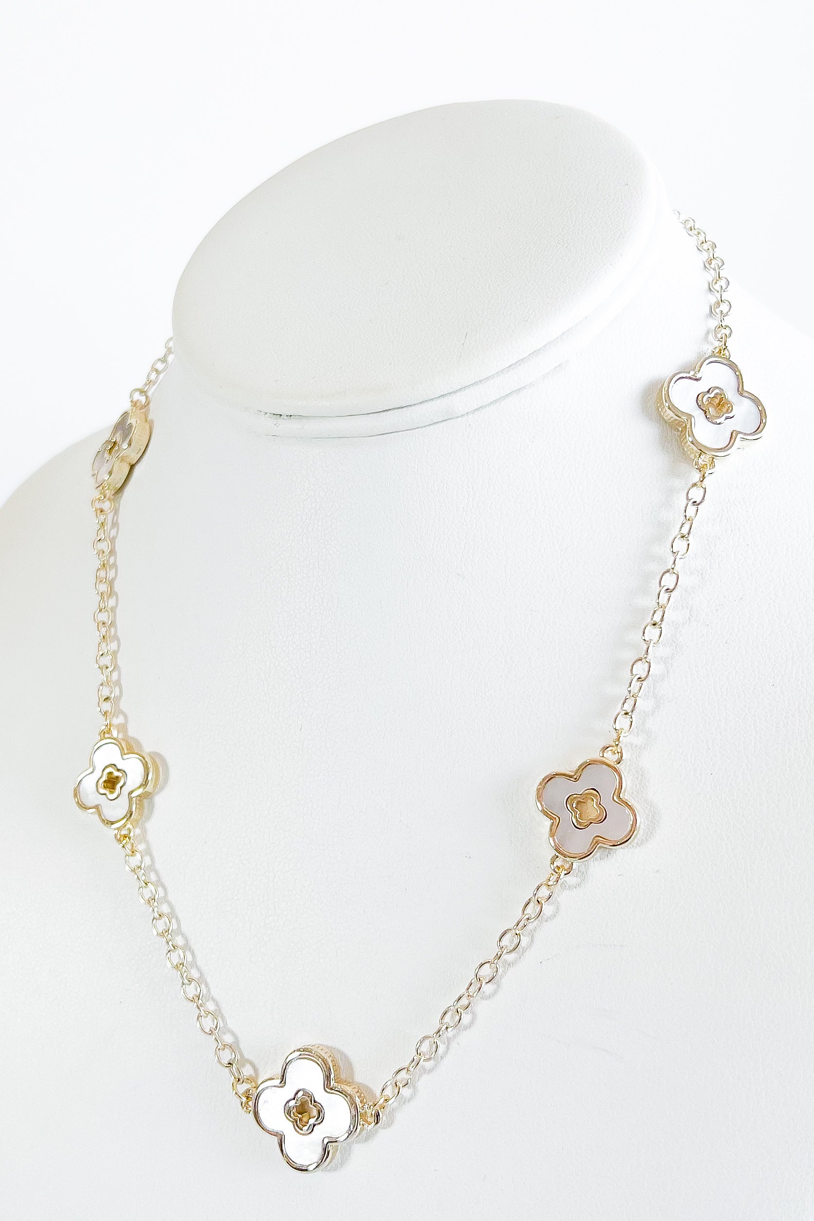 MOP Clover Station Necklace-230 Jewelry-NYC-Coastal Bloom Boutique, find the trendiest versions of the popular styles and looks Located in Indialantic, FL